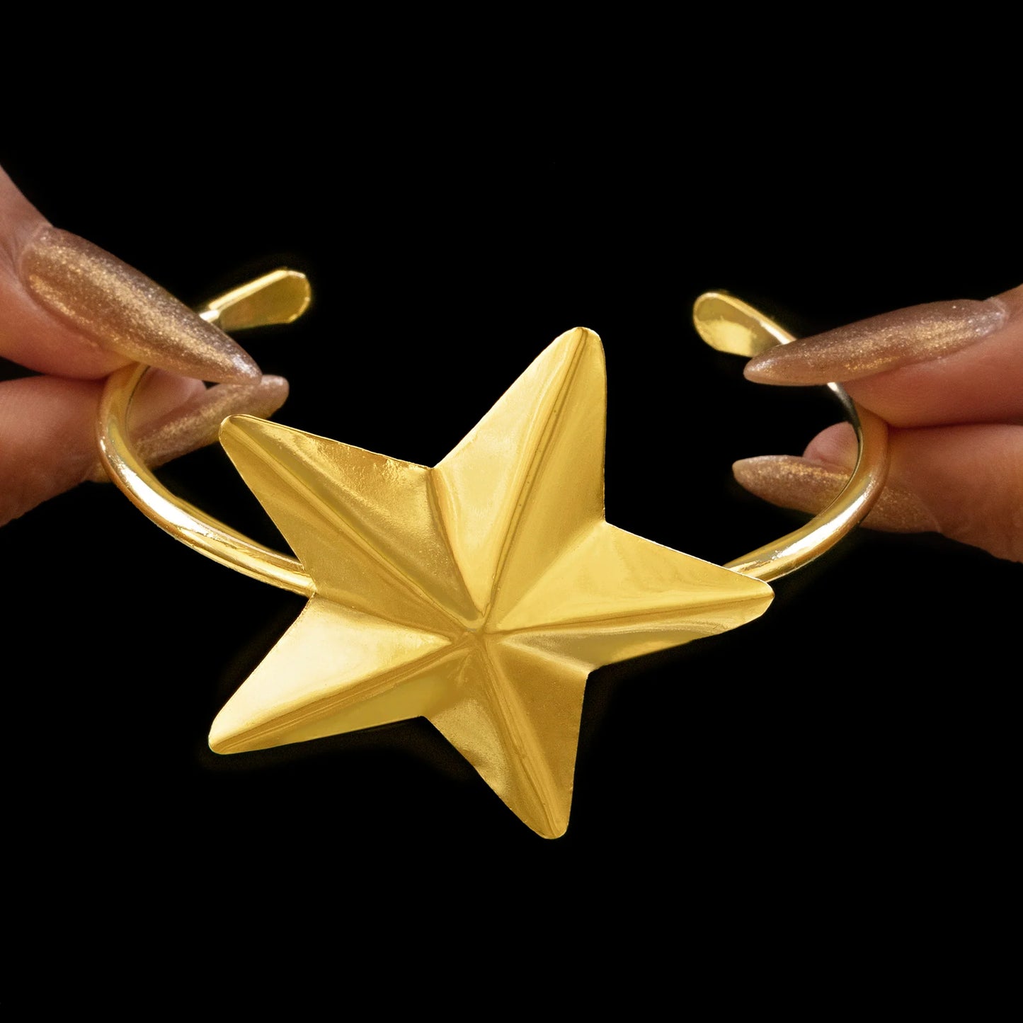 AUROZI Embossed Star Super Saver Pack Of Anti-Tarnish Premium Quality GOLD Plated WAVY Necklace Set With Earrings, Bracelet & Ring (Adjustable Size)