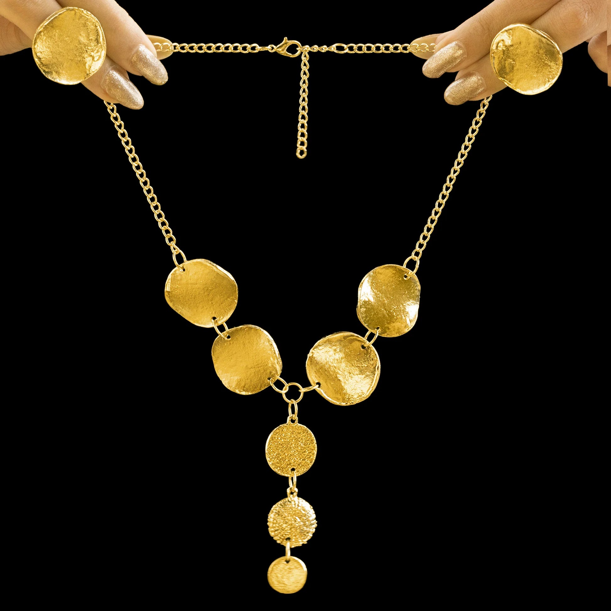 AUROZI Anti-Tarnish Coin Y Necklace Set With Earrings