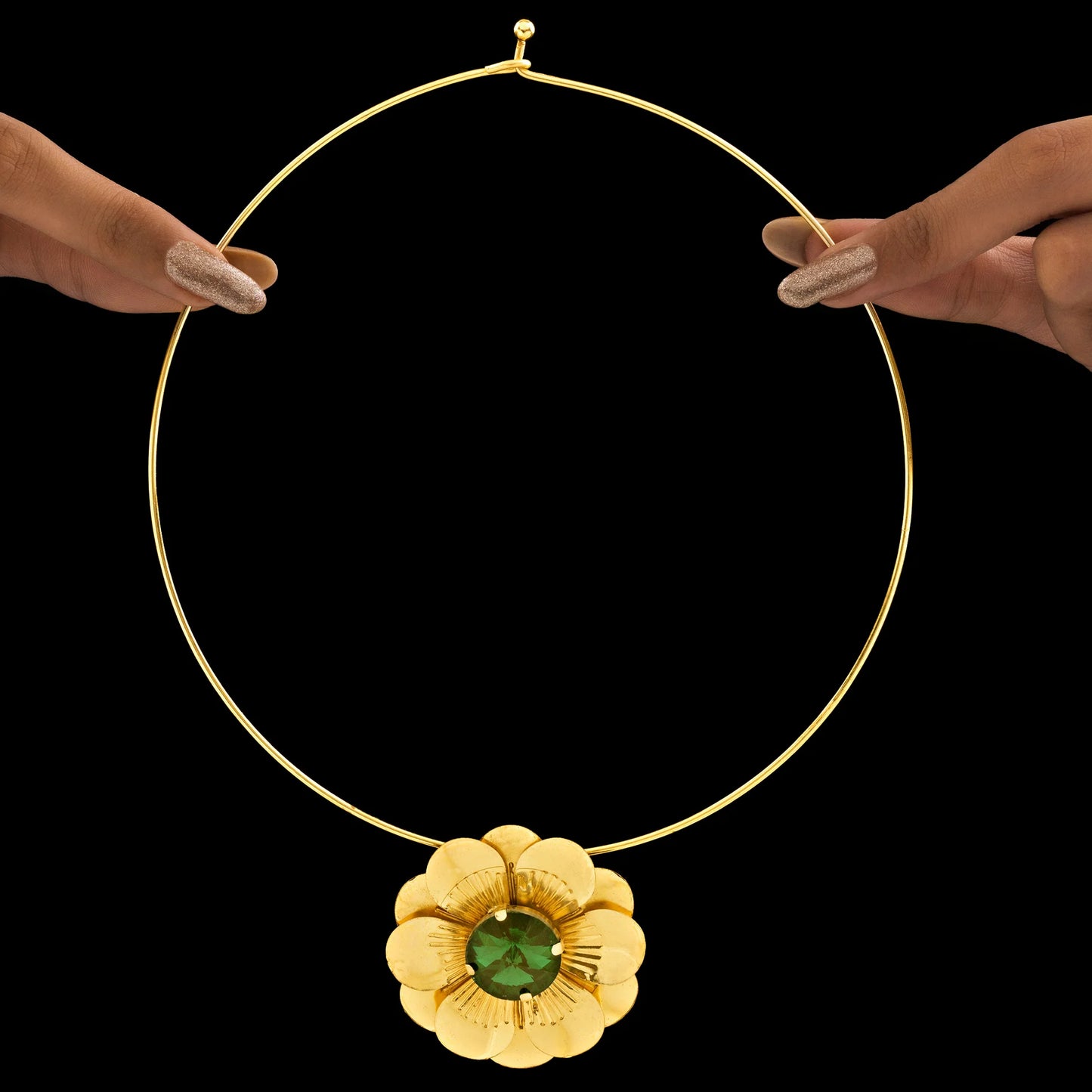 AUROZI Anti-Tarnish Daffodil Super Saver Pack Of GOLD Plated WAVY Necklace Set With Earrings, Bracelet & Rings