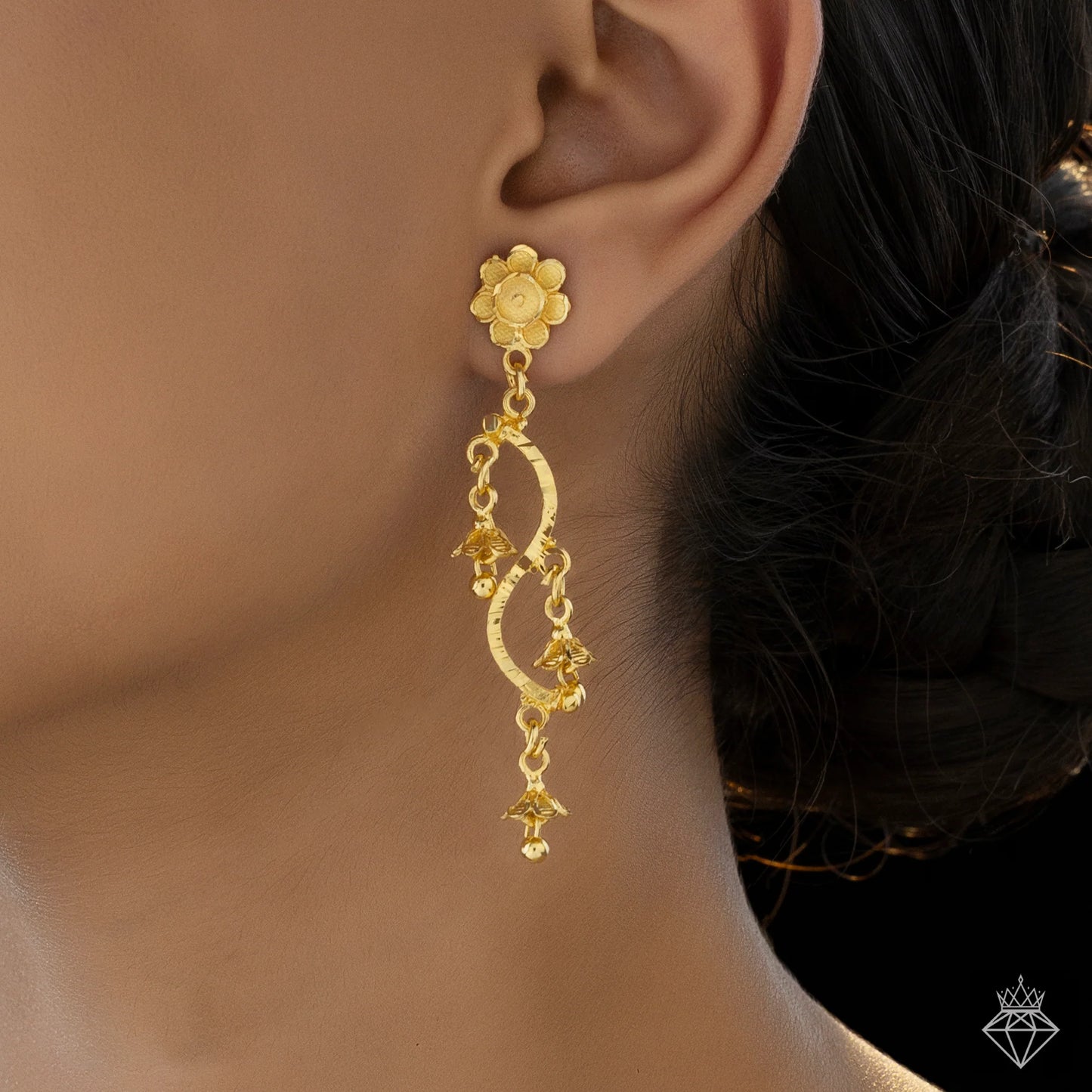 AUROZI Anti-Tarnish Golden Flower Danglers