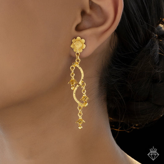 AUROZI Anti-Tarnish Golden Flower Danglers