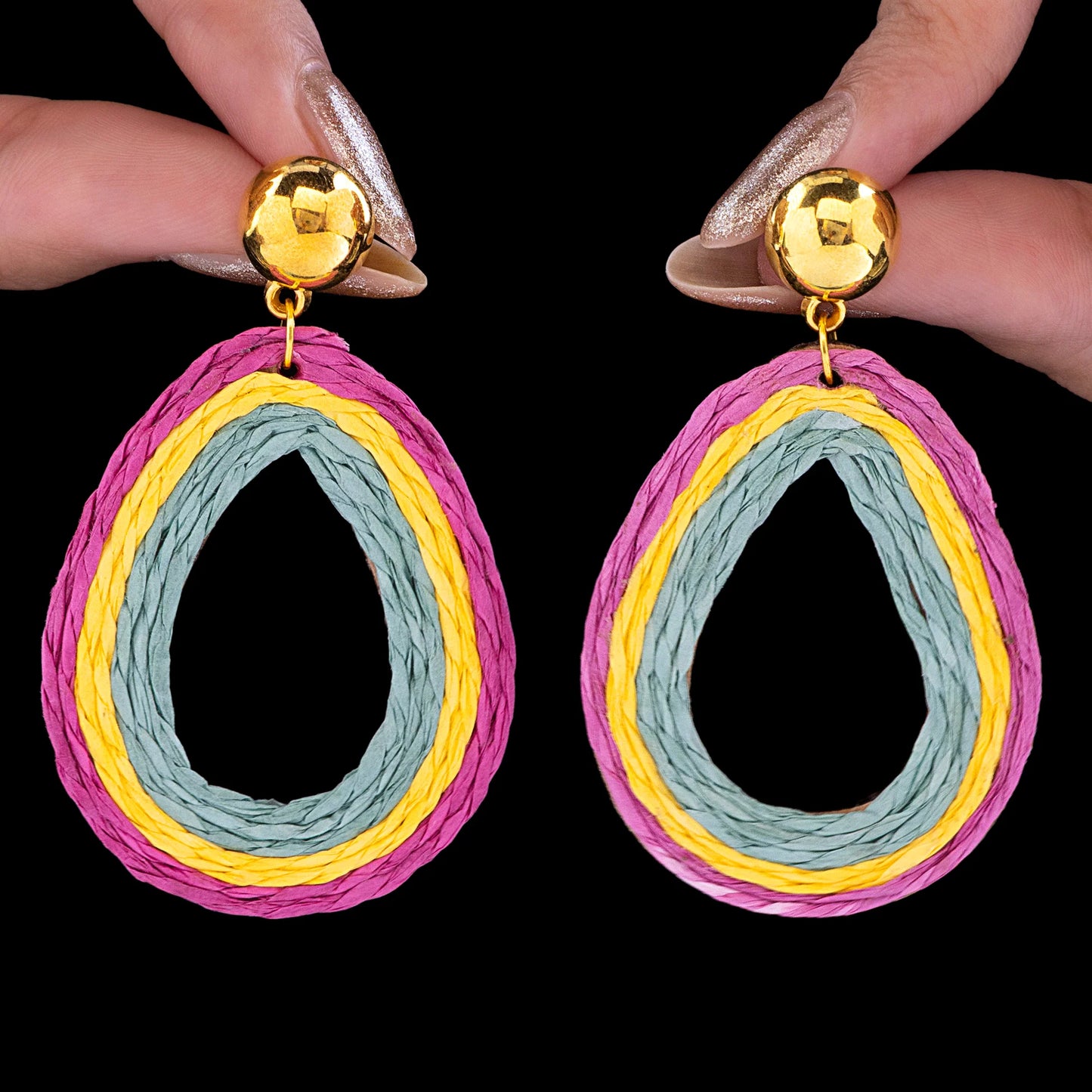 AUROZI Multicolour Raffia Danglers
