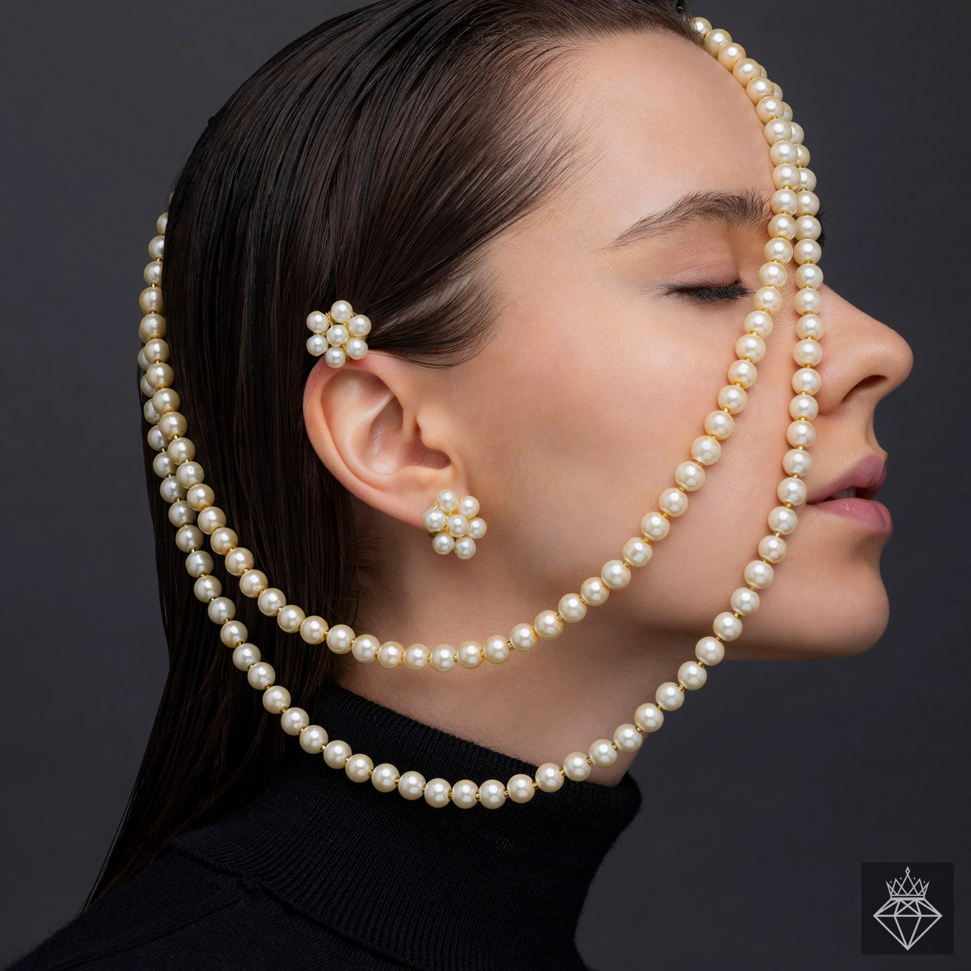 AUROZI Anti-Tarnish Multilayer Pearl Necklace Set With Earrings