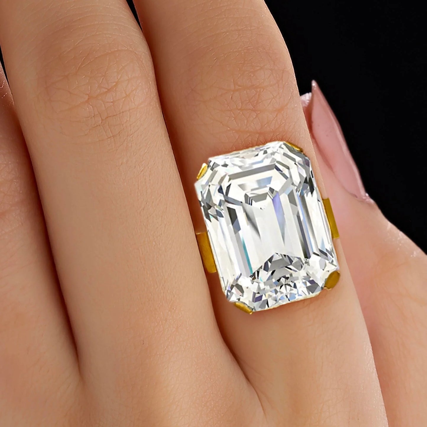 Super Saver Pack Of 8 Anti-Tarnish Premium Quality Multicoloured Crystal Rings By AUROZI (Adjustable Size)