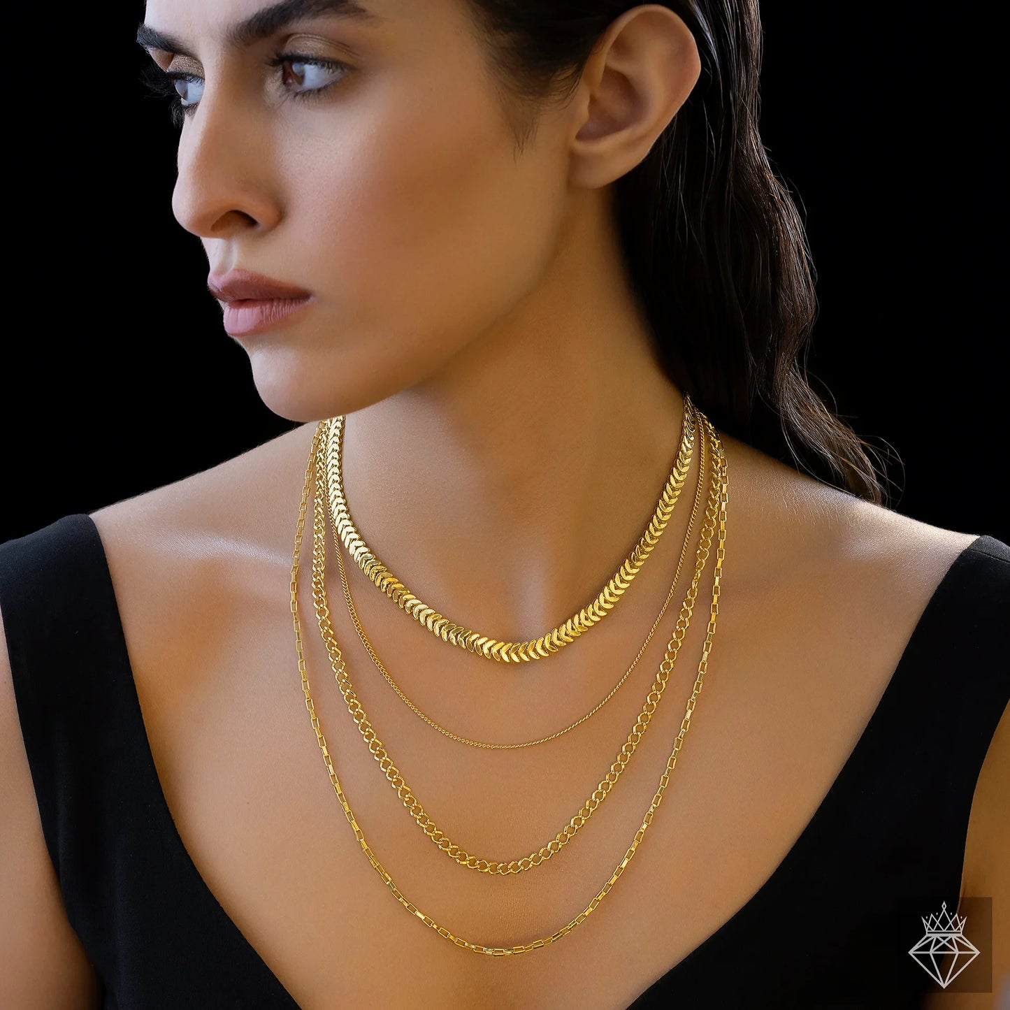 AUROZI Anti-Tarnish Four-Layer Chain Necklace